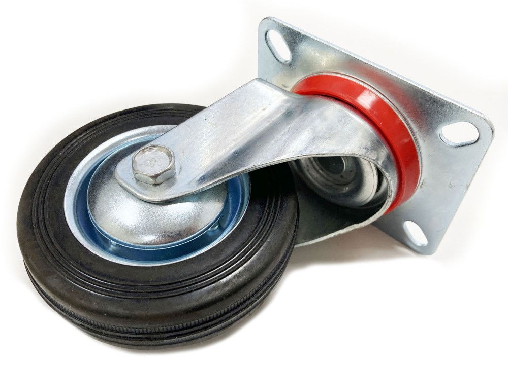 CASTOR SWIVEL 4 100mm RUBBER WHEEL STEEL PLATE 70kg - TOOLZONE KDPRM009