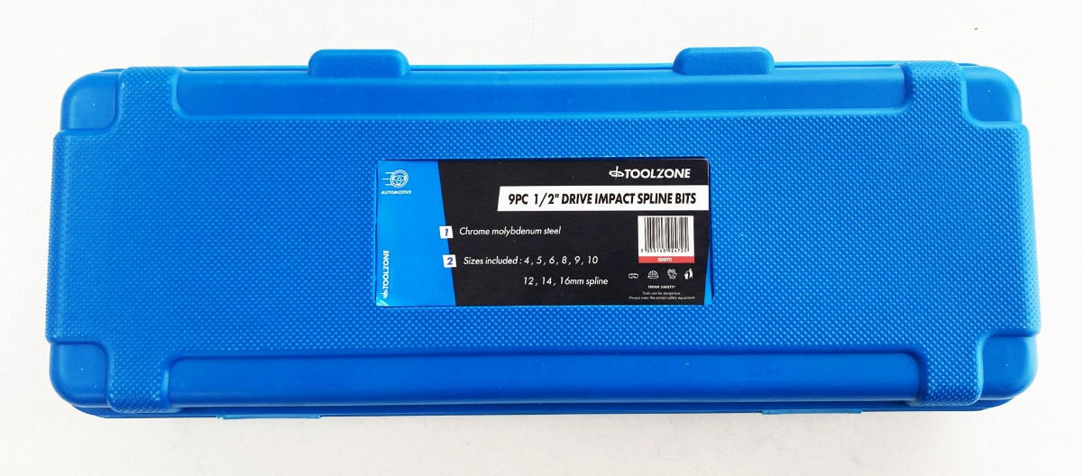 IMPACT SPLINE BIT SET 9PC M4-M16 1/2 DRIVE - TOOLZONE KDPSD070