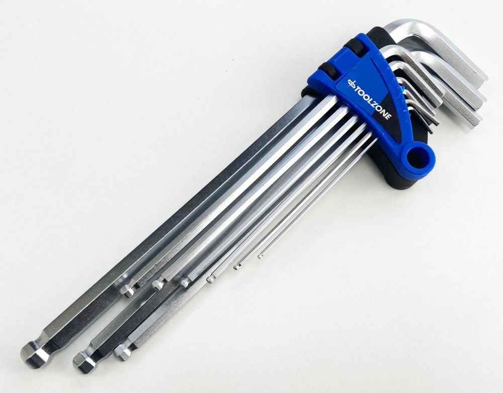 EXTRA-LONG BALL HEX KEY SET 9PC 1.5-10mm - TOOLZONE KDPSD075