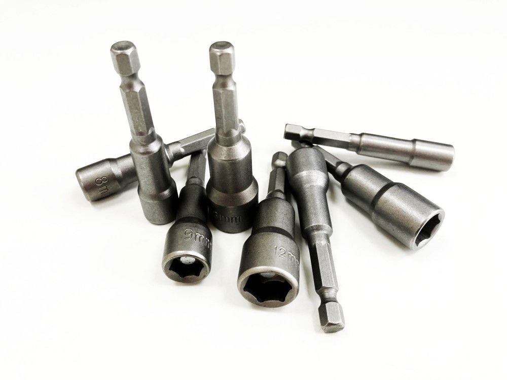 MAGNETIC NUT DRIVER SET 8PC 1/4 DRIVE 6-13mm 65mm LENGTH - TOOLZONE KDPSD083