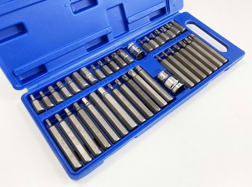 HEX STAR SPLINE BIT SET 40PC 30mm 75mm 3/8 1/2 DRIVE - TOOLZONE KDPSD140