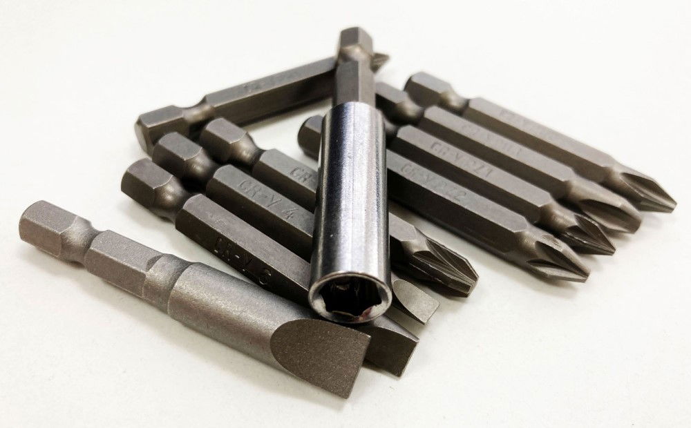 POWER BIT SET CRV SINGLE ENDED 10PC SLOT 4-8mm PH 1-3 PZ 1-3 - TOOLZONE KDPSD233