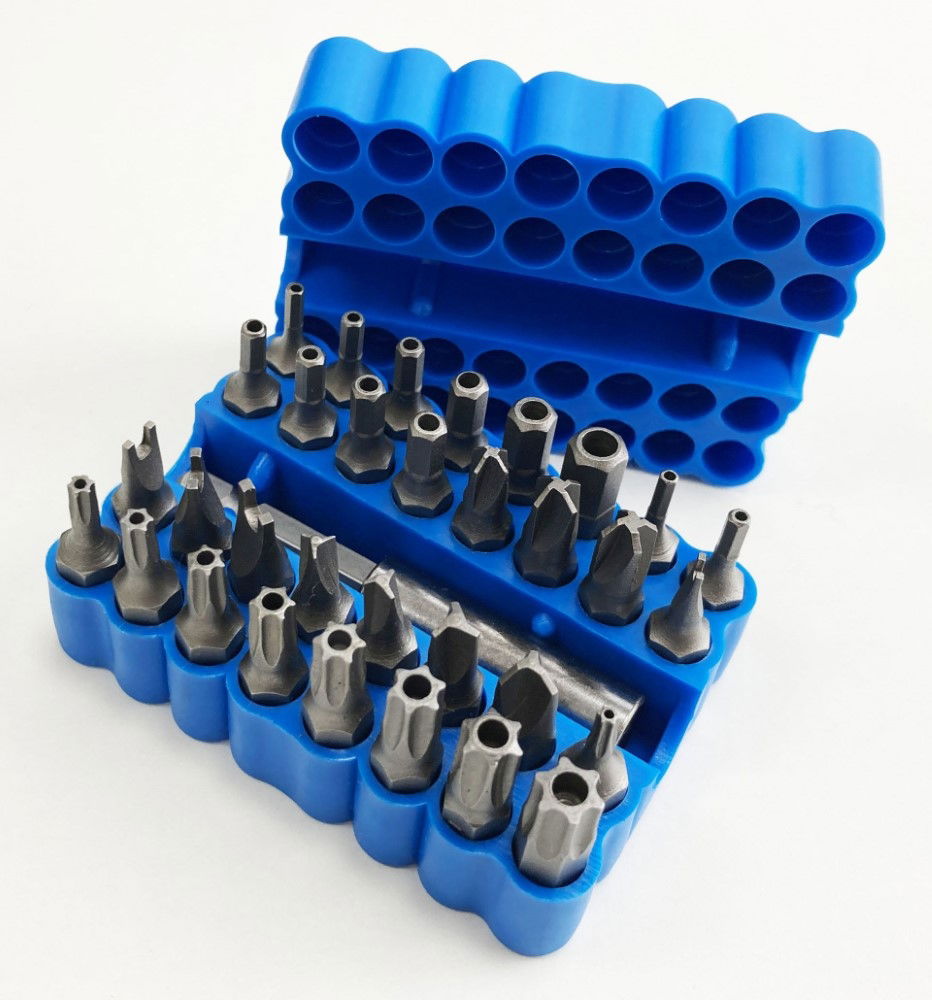 SECURITY BIT SET CRV 33PC WITH HOLDER STAR T8-T40 HEX 2-6mm IMPERIAL SPANNER TRI-WING TORQ - TOOLZONE KDPSD237