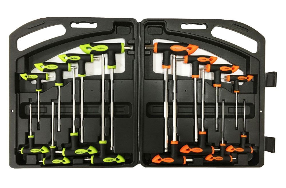 T HANDLE HEX AND STAR SCREWDRIVER SET 16PC CRV - TOOLZONE KDPSD305