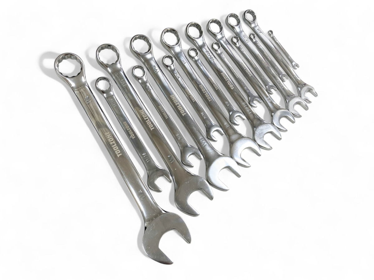 COMBINATION SPANNER SET 16PC AF CHROME VANADIUM POLISHED - TOOLZONE KDPSP010