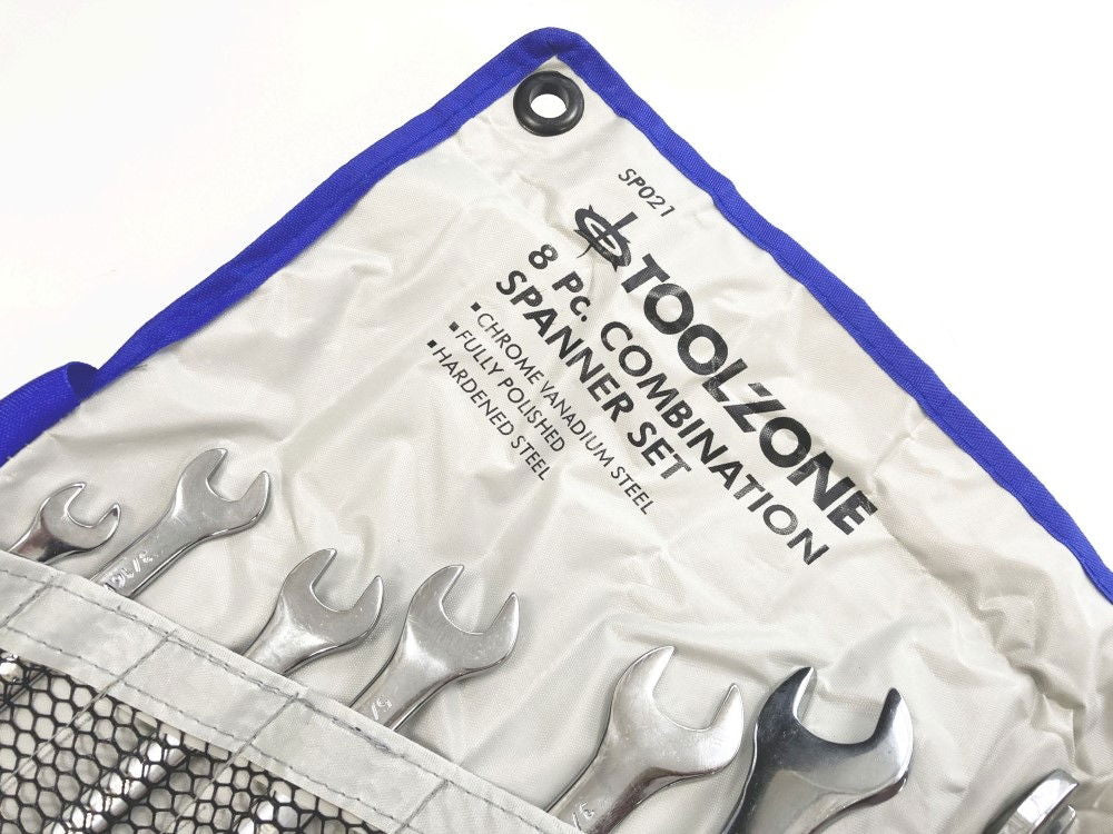 COMBINATION SPANNER SET 8PC WHITWORTH CHROME VANADIUM POLISHED - TOOLZONE KDPSP021