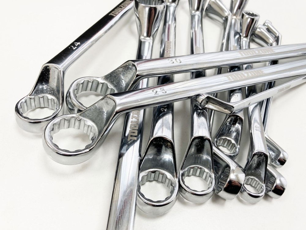 OFFSET RING SPANNER SET 12PC 6x7mm TO 30x32mm CHROME VANADIUM POLISHED - TOOLZONE KDPSP024