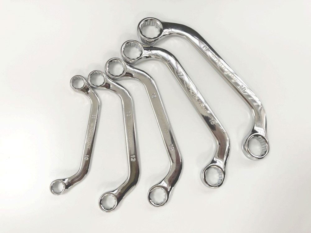 HALF MOON SPANNER SET 5PC 10x11mm TO 18x19mm CHROME VANADIUM SATIN - TOOLZONE KDPSP036