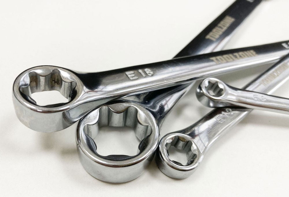 DOUBLE END RING SPANNER SET 4pc STAR CHROME VANADIUM FULLY POLISHED - TOOLZONE KDPSP135