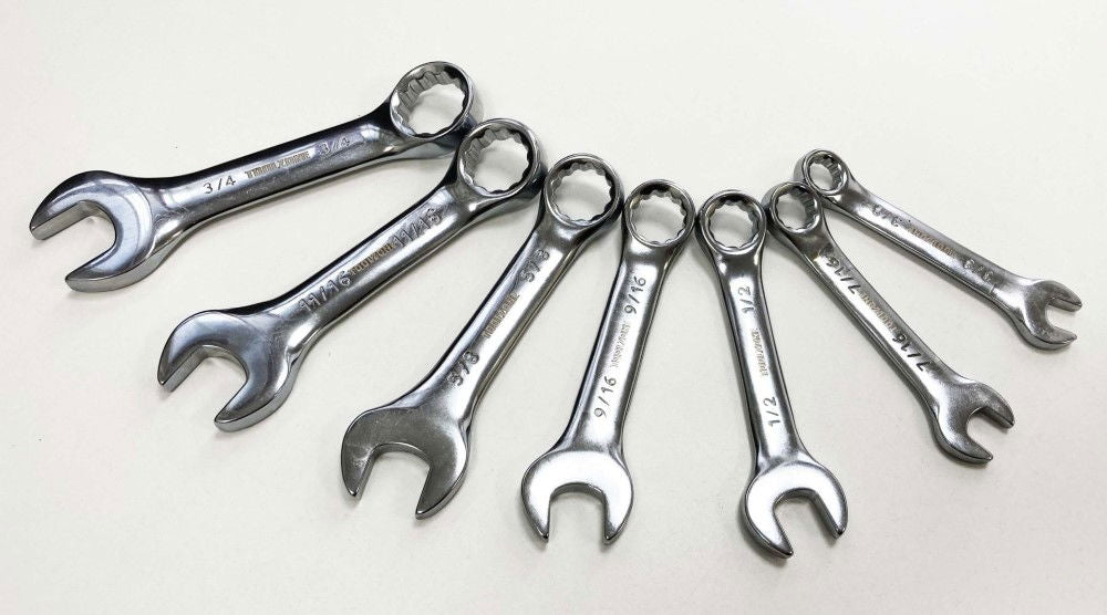 COMBINATION SPANNER SET 7pc AF STUBBY CHROME VANADIUM IN RACK - TOOLZONE KDPSP161