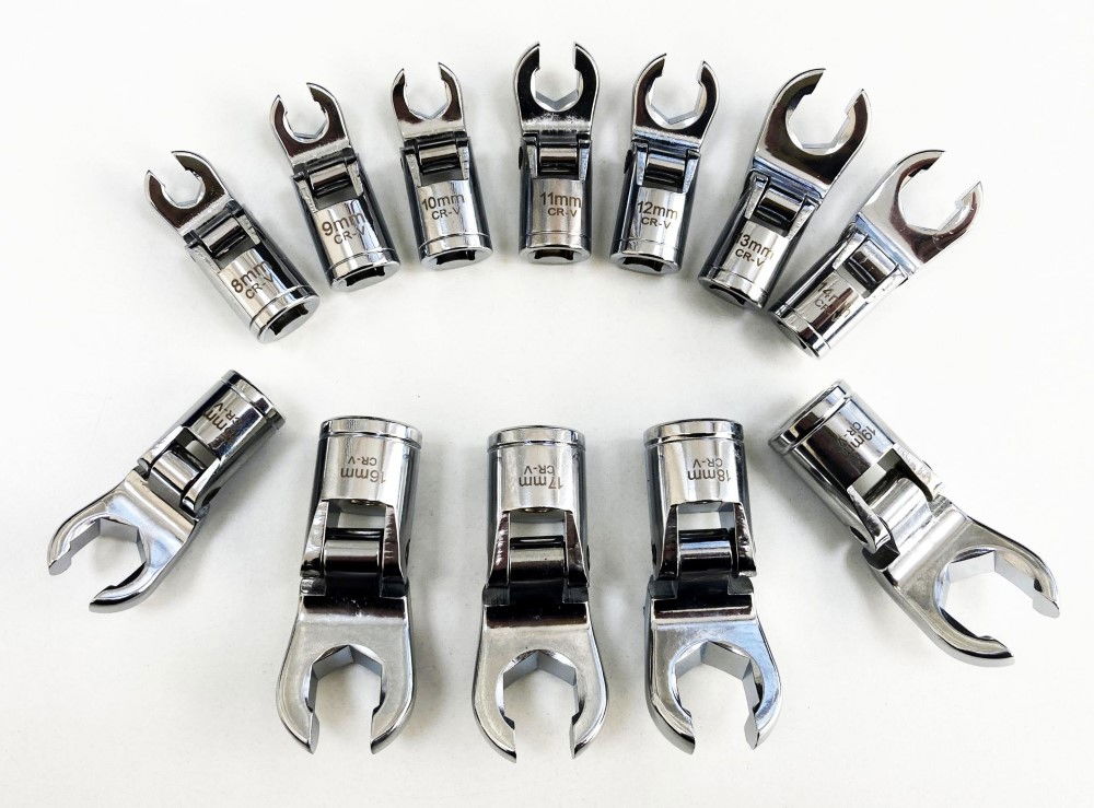 FLEX CROWFOOT SPANNER SET 12pc 3/8 DRIVE 8-19mm CHROME VANADIUM - TOOLZONE KDPSP170
