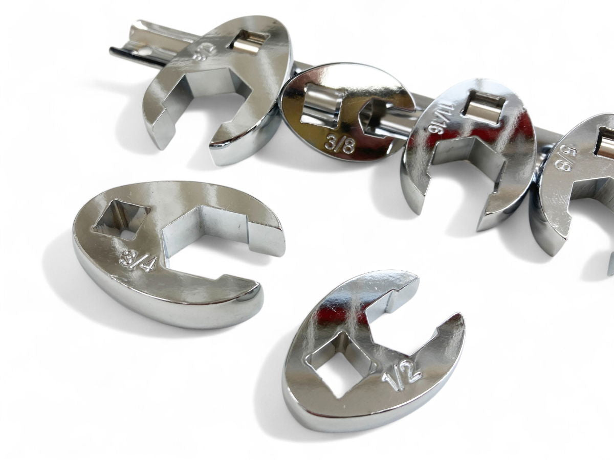 CROWSFOOT SPANNER SET 8pc IMPERIAL 3/8-7/8 CHROME VANADIUM ON RAIL - TOOLZONE KDPSP175