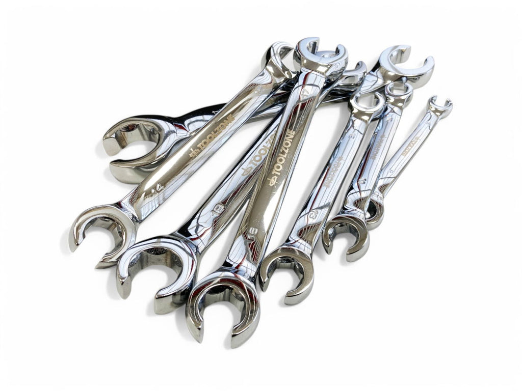 FLARE NUT WRENCH SET 7pc 8-24mm DROP FORGED MIRROR POLISH - TOOLZONE KDPSP199