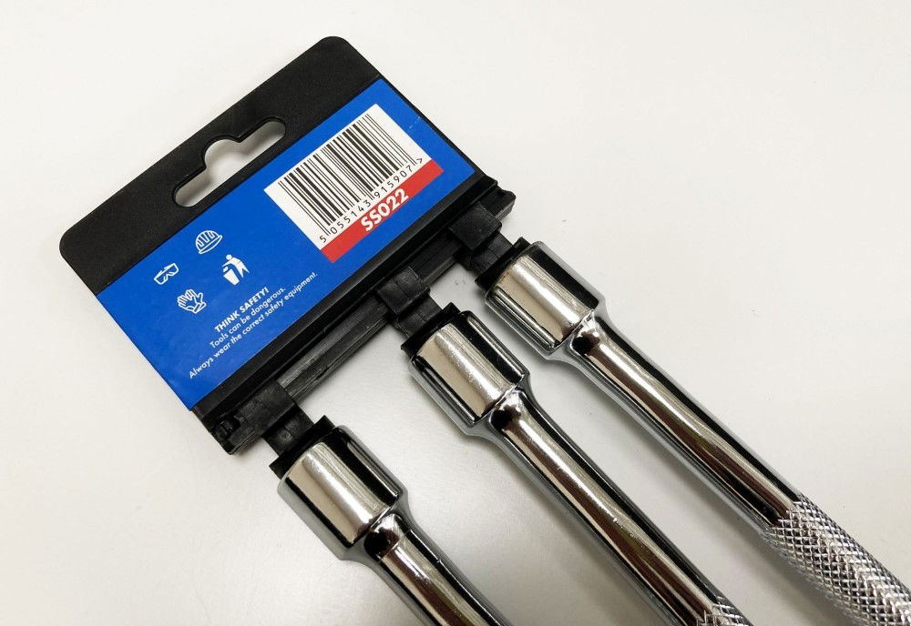 EXTENSION BAR SET 3/8 DRIVE 3pc 375mm 450mm 600mm 40CR STEEL - TOOLZONE KDPSS022