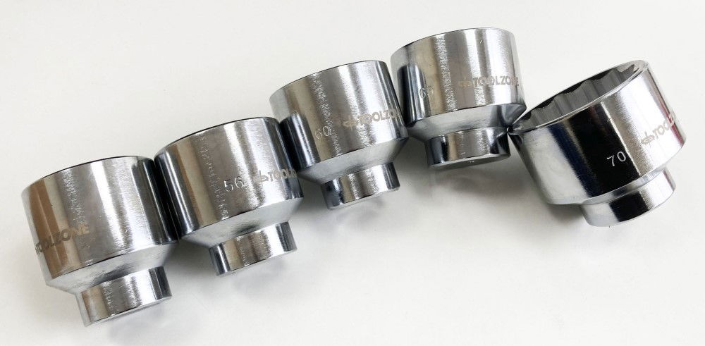 SOCKET SET 3/4 DRIVE 5pc 55mm 56mm 60mm 65mm 70mm CRV SINGLE HEX - TOOLZONE KDPSS028