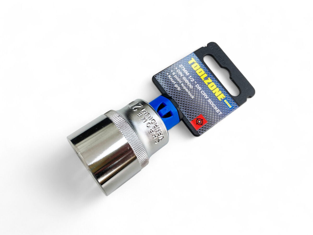 SOCKET 1/2 DRIVE 27mm CRV SATIN SINGLE HEX - TOOLZONE KDPSS085