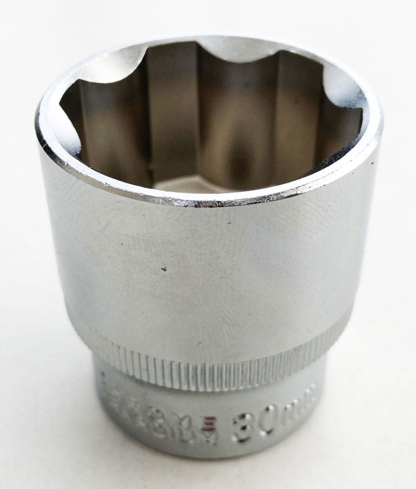 SOCKET 1/2 DRIVE 30mm CRV SATIN SINGLE HEX - TOOLZONE KDPSS087