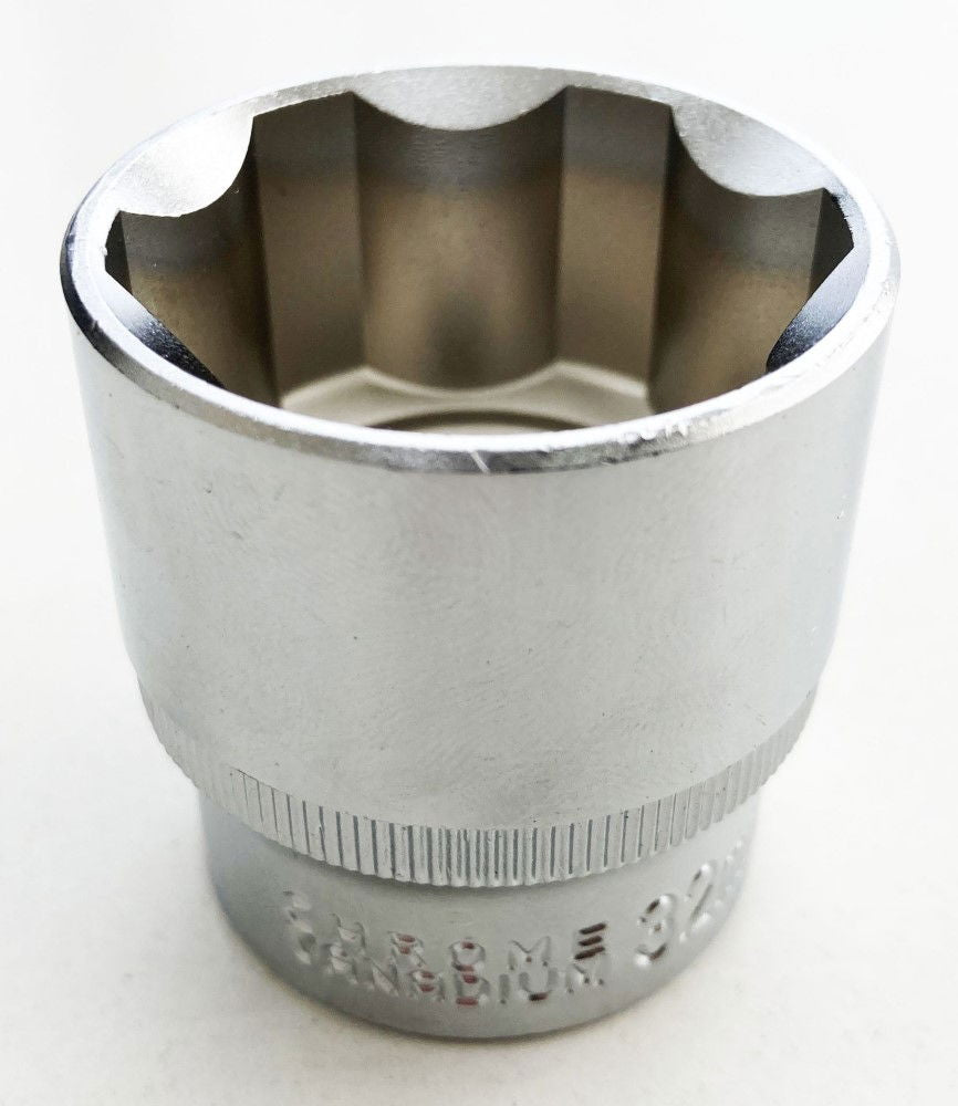 SOCKET 1/2 DRIVE 32mm CRV SATIN SINGLE HEX - TOOLZONE KDPSS088
