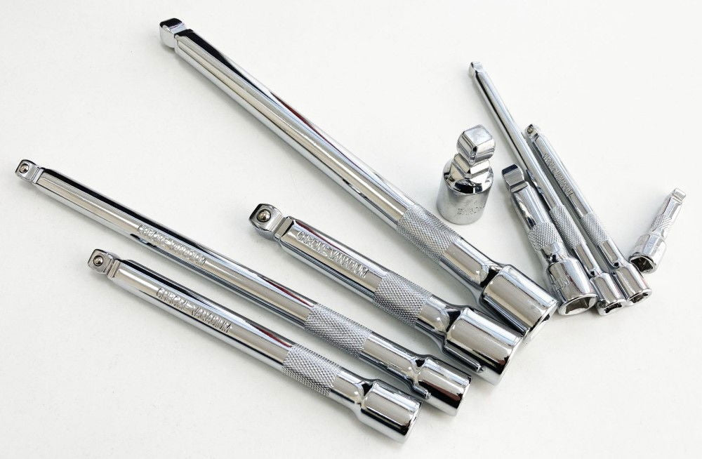 EXTENSION BAR SET WOBBLE CRV 9 PIECES 1/4 3/8 1/2 DRIVE - TOOLZONE KDPSS146