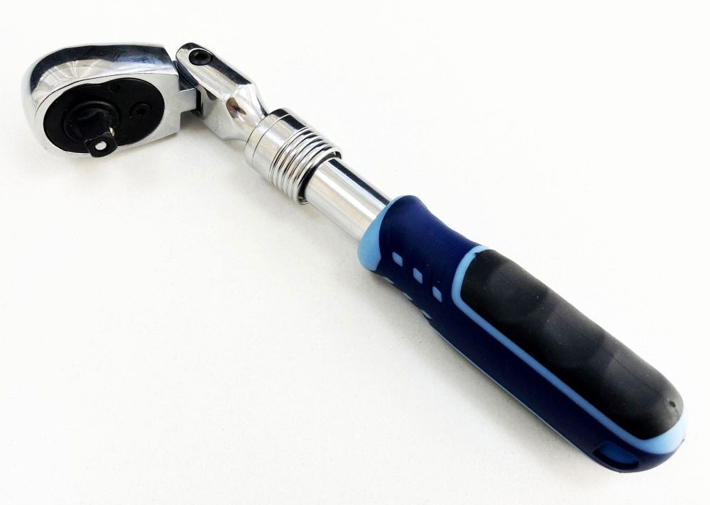 RATCHET FLEXI HEAD EXTENDABLE 1/4 DRIVE 180-230mm SOFTGRIP CRV - TOOLZONE KDPSS222