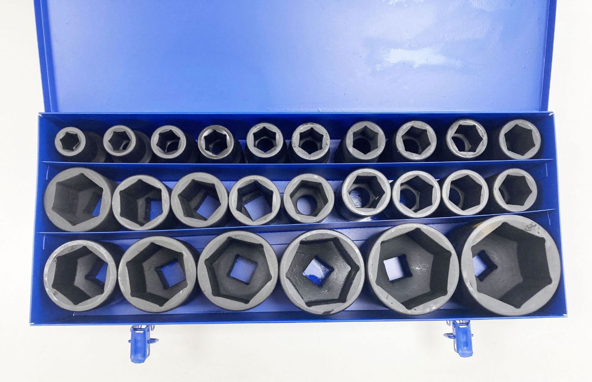 DEEP IMPACT SOCKET SET 25 PIECES 1 DRIVE 17mm-75mm CHROME MOLYBDENUM - TOOLZONE KDPSS263