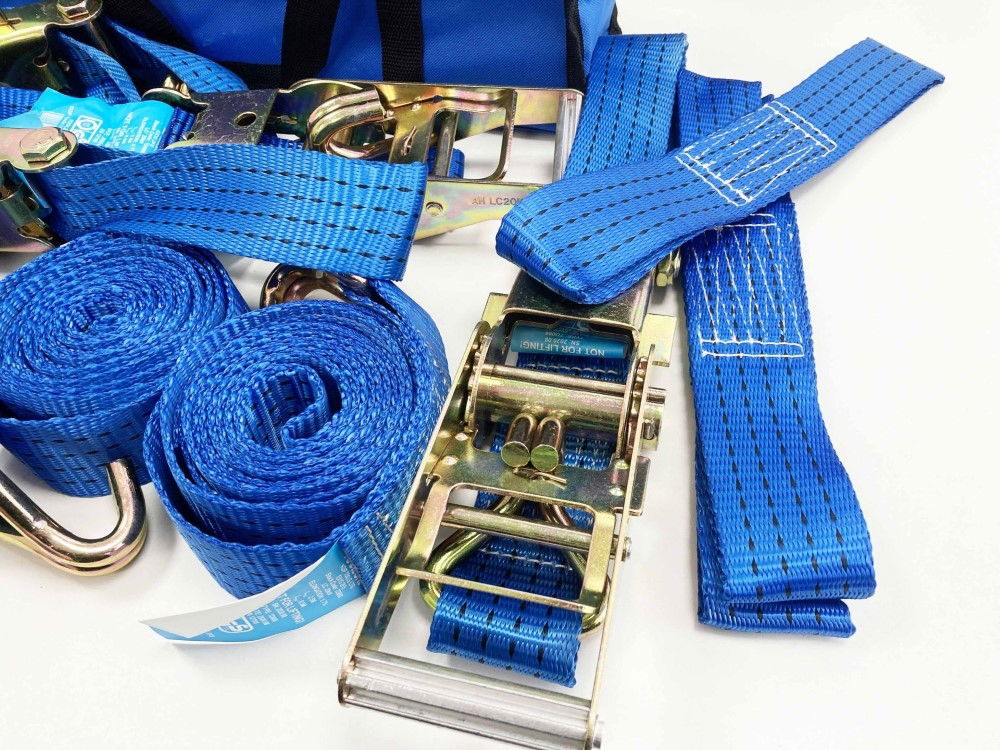 CAR TRANSPORTER SET 16PC INCLUDES RATCHET TIE DOWNS AND CHOKER STRAPS - TOOLZONE KDPTD068