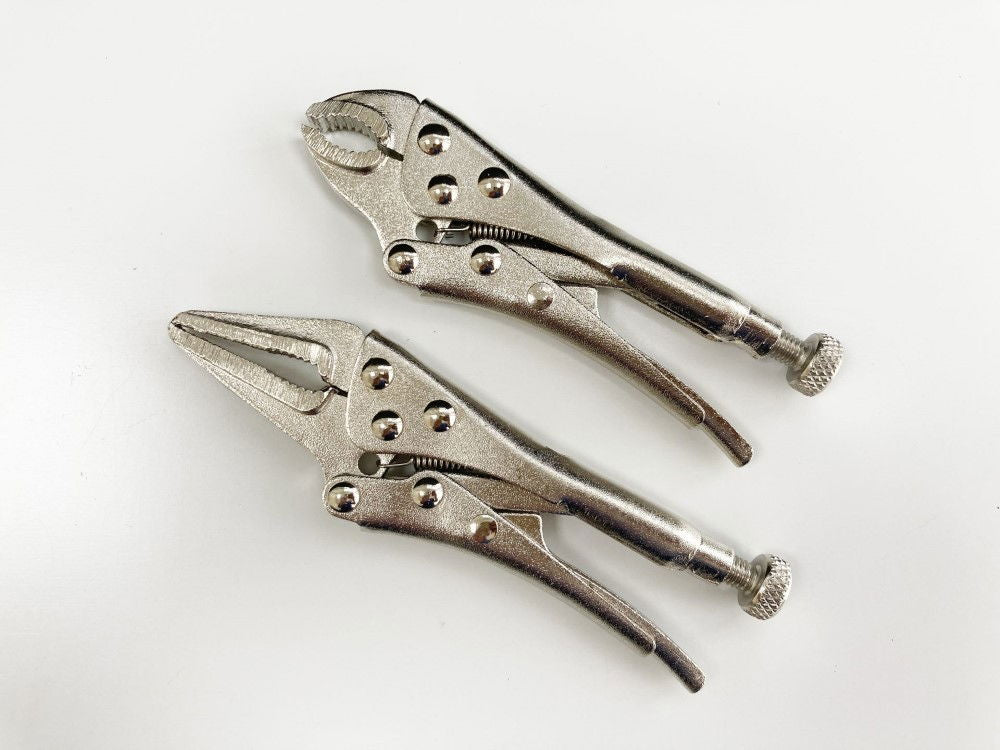 LOCKING PLIERS MINI 2 PIECE LONG NOSE CURVED JAW - TOOLZONE KDPWR129