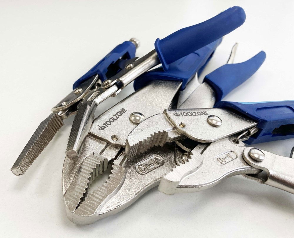 LOCKING PLIER SET 3 PIECE CRV SOFTGRIP 7 10 CURVED JAW 6.5 LONG NOSE - TOOLZONE KDPWR174