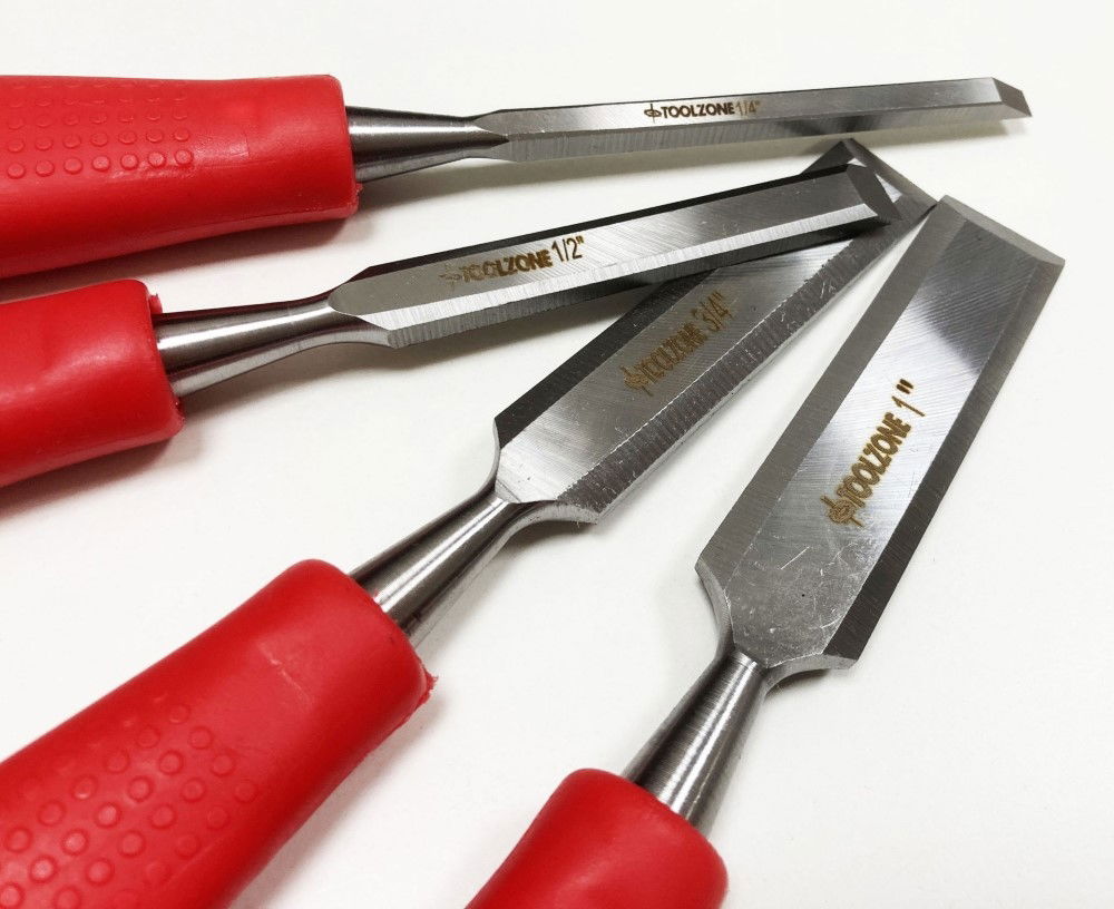 CHISEL SET PLASTIC HANDLE 4PC 1/4, 1/2, 3/4, 1 - TOOLZONE KDPWW040