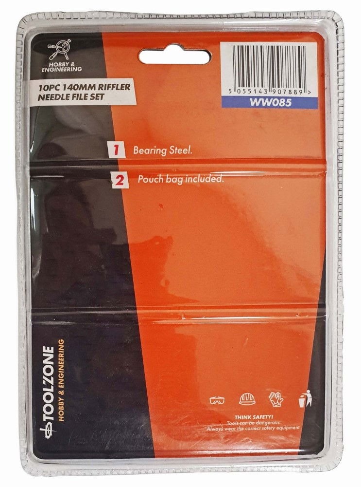 NEEDLE FILE SET RIFFLER 10PC 140mm VARIOUS SHAPES WITH POUCH - TOOLZONE KDPWW085
