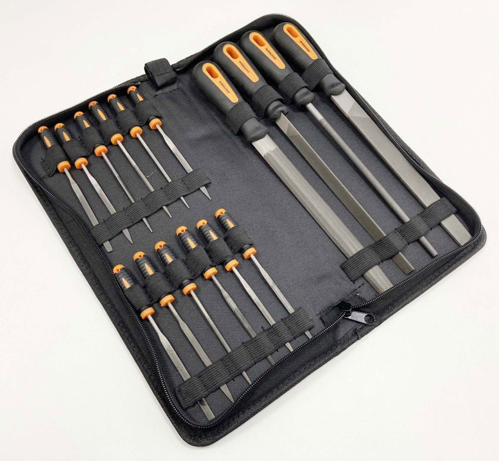 FILE SET 16PC WITH CARRY CASE 200mm AND 100mm BEARING STEEL FILES - TOOLZONE KDPWW216