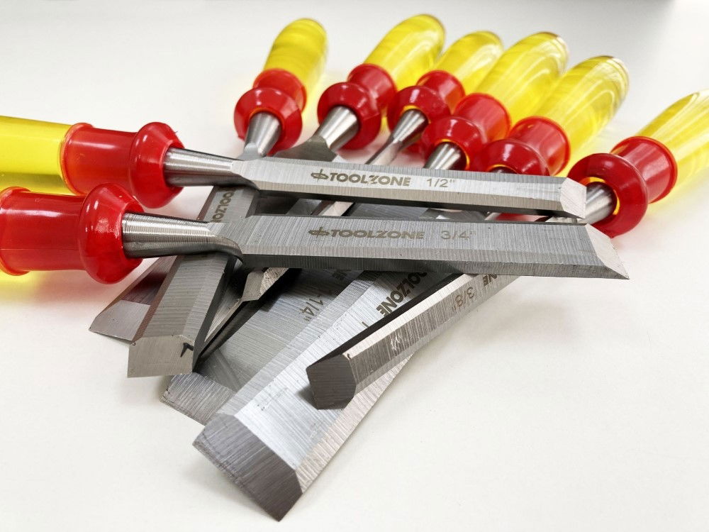 WOOD CHISEL SET 8PC 65mn SIZES 1/4-1-1/2 WITH WOODEN CASE - TOOLZONE KDPWW217