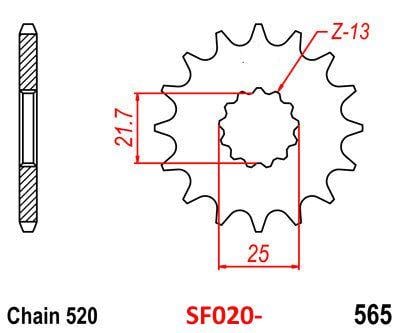 FRONT SPROCKET RENTHAL 289, KAWASAKI YAMAHA 289--520-14P