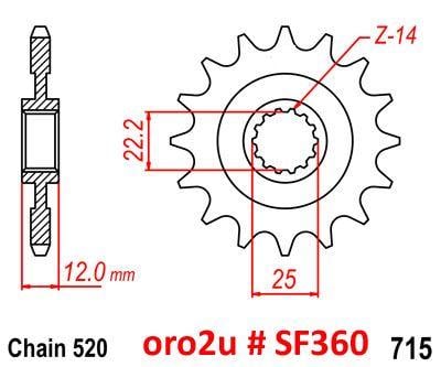FRONT SPROCKET RENTHAL 360A, GAS GAS 360A-520-12P