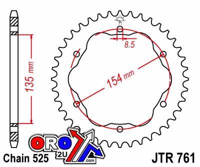 REAR SPROCKET STEEL JTR761.39, DUCATI ROAD CHAIN TYPE 525