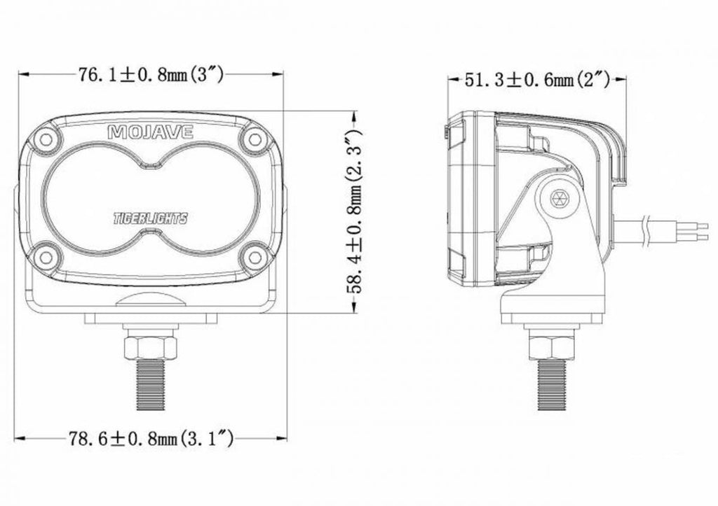 TIGER LIGHTS - DUAL LED SPOT LIGHTS 2x3 12/24V MOJAVE TLM2X3