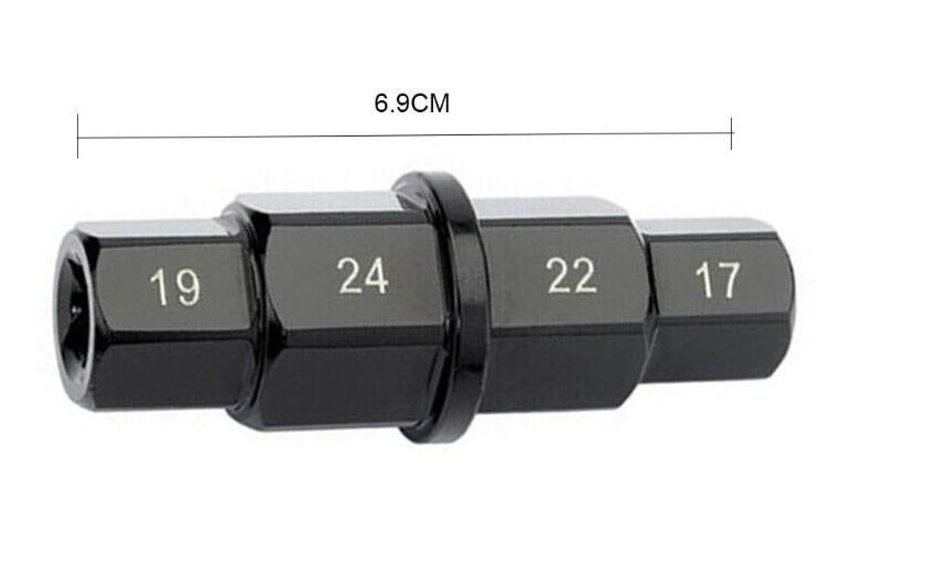 HEXAGON AXLE SPINDLE DRIVER REMOVAL TOOL, 17, 19, 22 and 24mm. 3/8 Square Drive