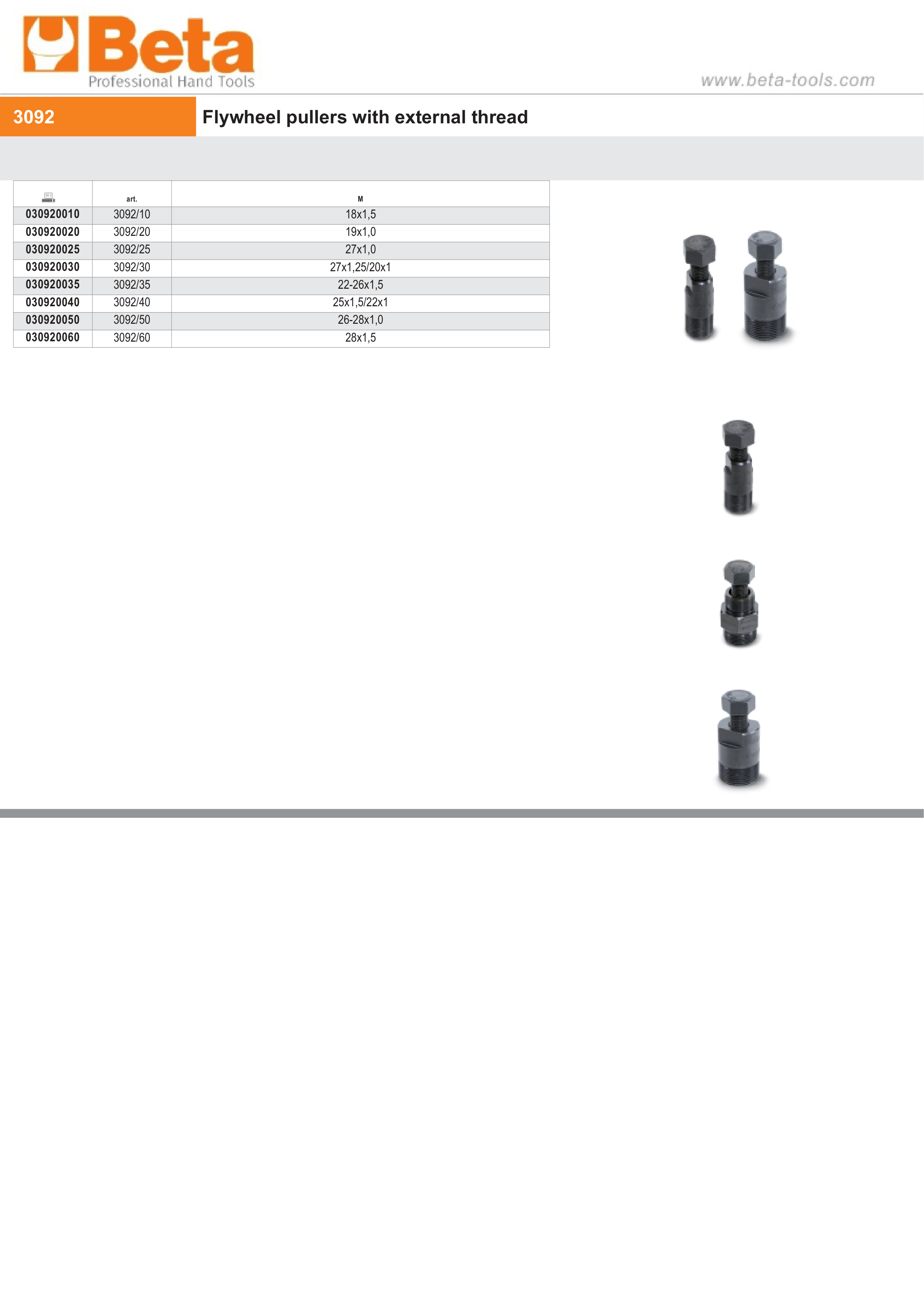 Flywheel Puller with External Thread M19x1.0 - Beta Tools 3092/20