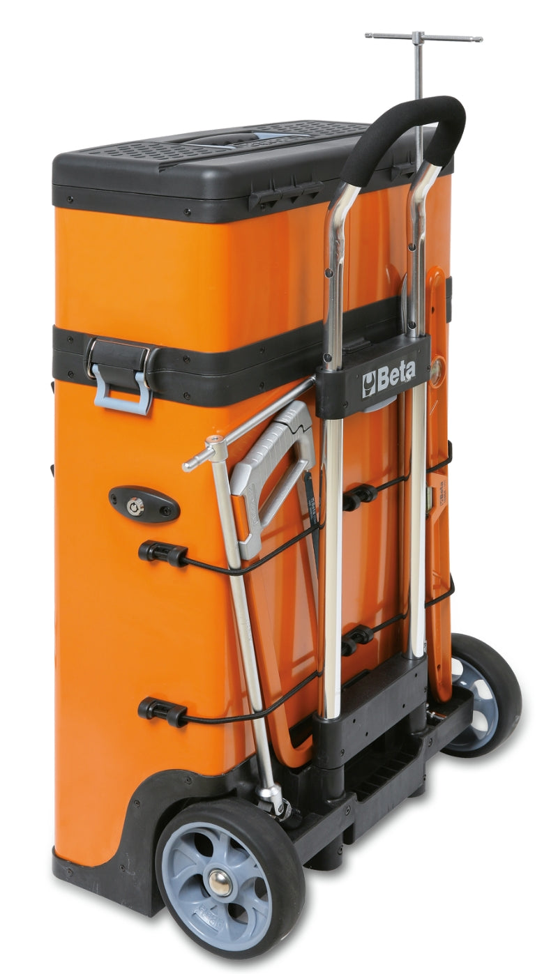 Two-Module Tool Trolley with Detachable Tool Box, Drawers, and Pull-Out Case - Beta Tools C41H-O