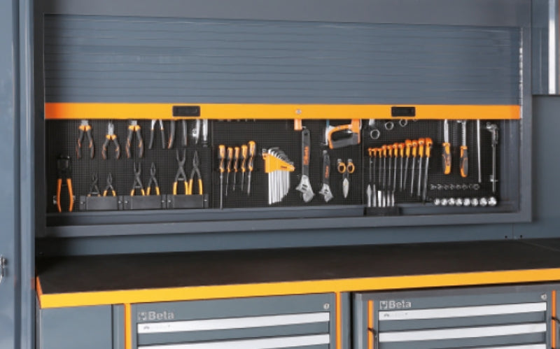 Comprehensive Workshop Equipment Set with Cabinets, Workbenches, Mobile Roller Cab, Tool Panels, 5.4x2.00x0.76m - BetaRSC55 C55