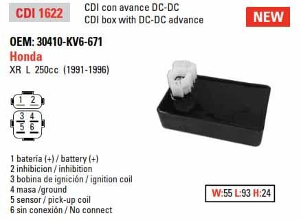 ELECTRICAL CDI IGNITION XR250 DZE 1622, IHA6050, 30410-KV6-671