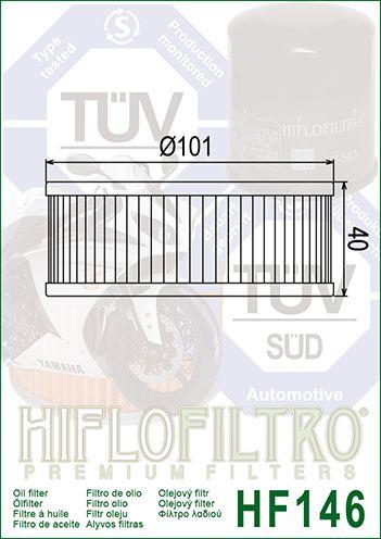 OIL FILTER HIFLO HF146 YAMAHA, 1J7-13441-10/1J7-13440-90, 1J7-13440-91, ROAD