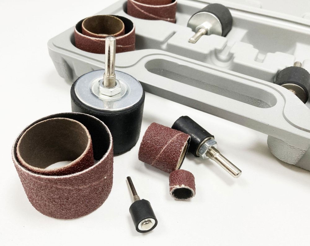 DRUM SANDER SET 26 PIECES 13mm 19mm 25mm 38mm 50mm 80 120 GRIT - TOOLZONE KDPAB158