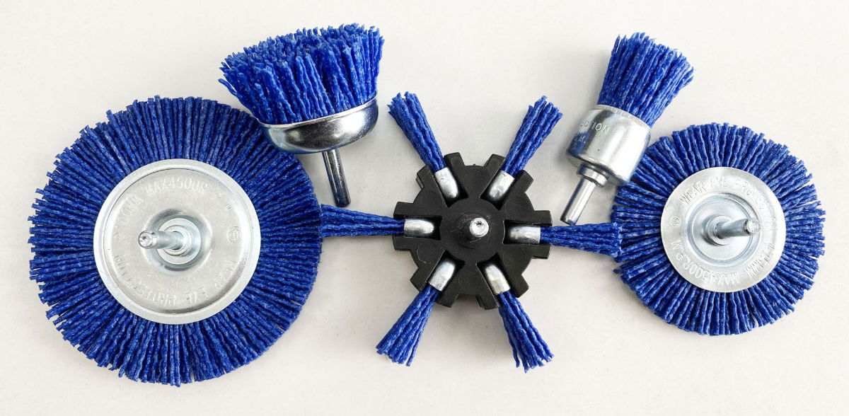 NYLON ABRASIVE FILAMENT BRUSH SET 5 PIECES 6mm SHANK - TOOLZONE KDPAB160
