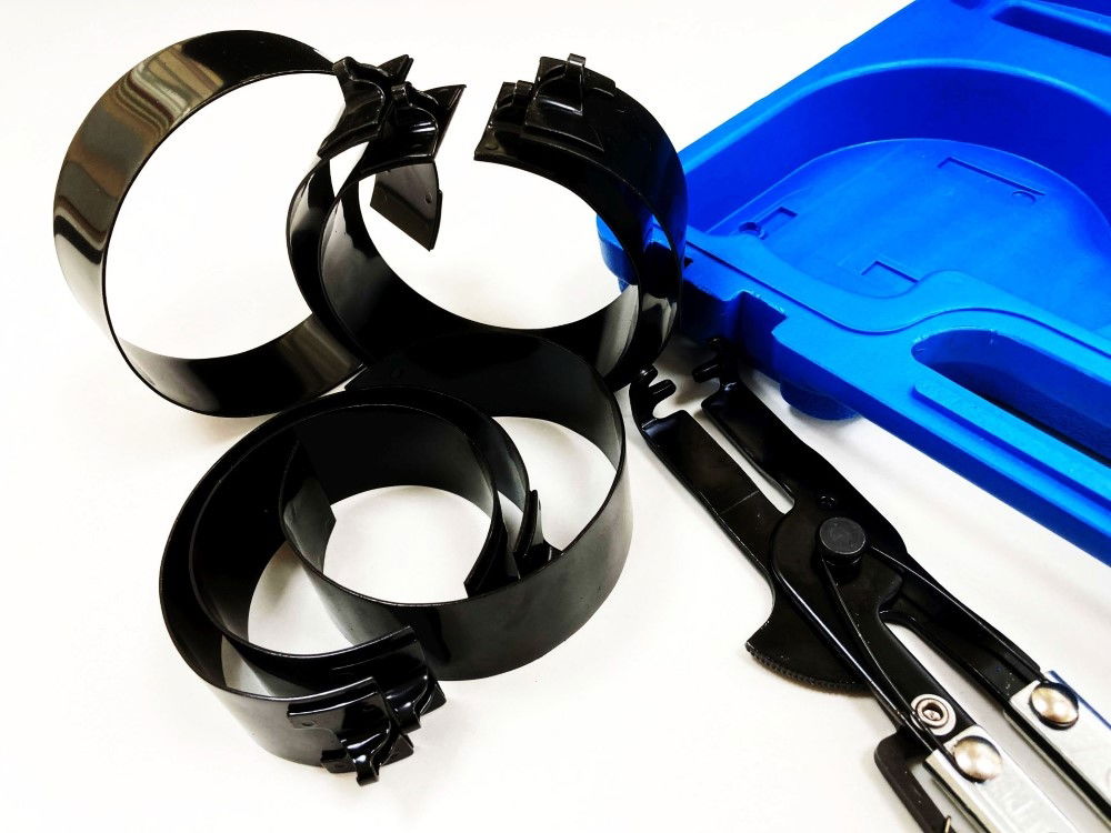 PISTON RING COMPRESSOR SET 7pc 73-111mm WITH PLIER - TOOLZONE KDPAU007