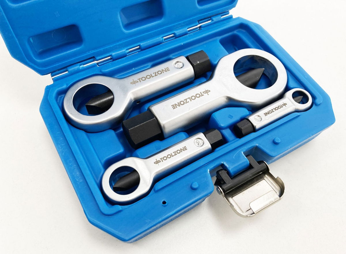 NUT SPLITTER SET 4pc 9-36mm CHROME STEEL WITH CASE - TOOLZONE KDPAU062