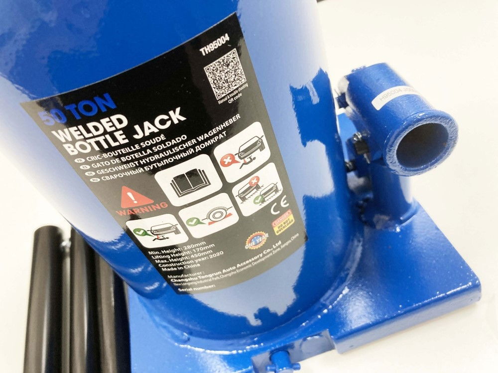 HYDRAULIC BOTTLE JACK 50 TON MIN HEIGHT 300mm LIFT 180mm - TOOLZONE KDPAU085