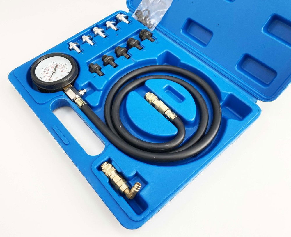 OIL PRESSURE TEST KIT 0-10 bar 1-140 psi 10 ADAPTORS 1.2m HOSE - TOOLZONE KDPAU376