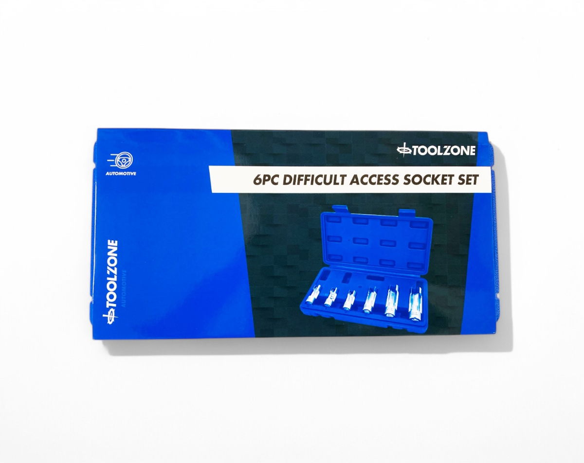 DIFFICULT ACCESS SOCKET SET 6pc 3/8 AND 1/2 DRIVE 10mm TO 19mm - TOOLZONE KDPAU385