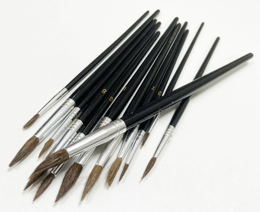 ARTIST BRUSHES 12PC POINTED SIZES 1-12 WOOD HANDLE - TOOLZONE KDPBR012